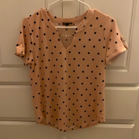 50th street petite, Pink and black poke-dotted blouse - Picture 1 of 4